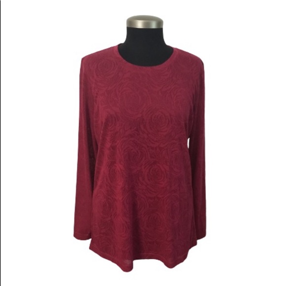 Ariat Jacquard Long Sleeve Top Lush Berry Size XL - Picture 1 of 7
